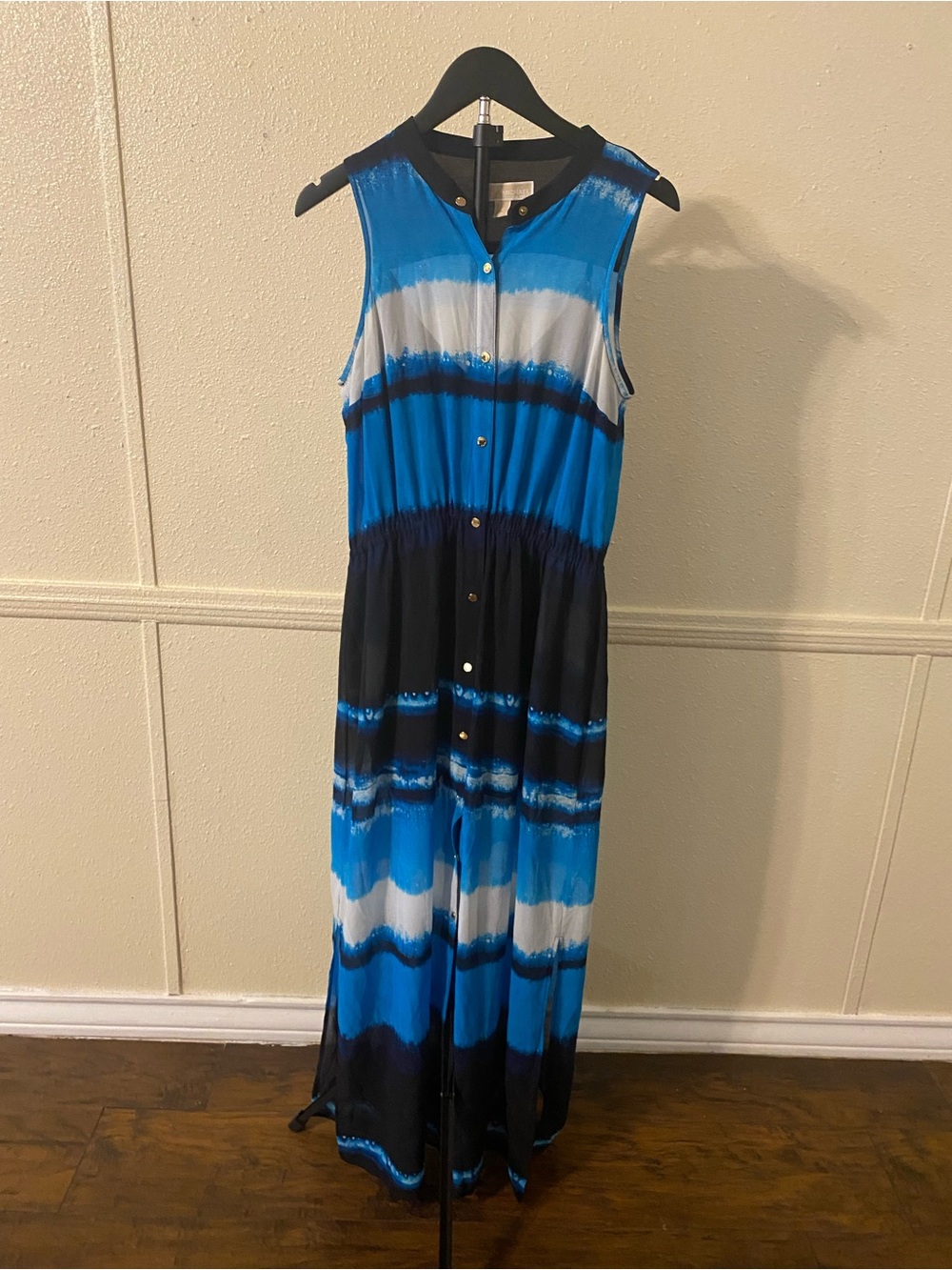 Michael Kors Blue and Black Ombre Sleeveless Maxi Dress